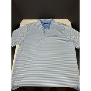 Mens Greg Norman Dry Play Golf Polo Short Sleeve Blue Striped Shirt Size‎ XXL